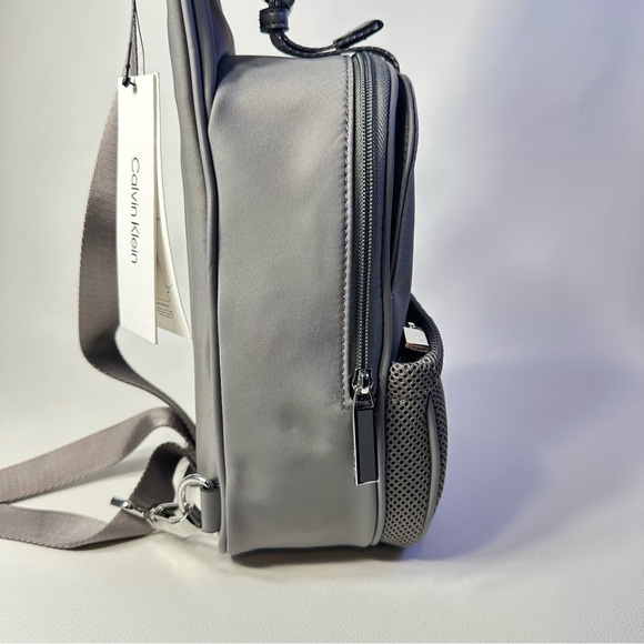 NEW CALVIN KLEIN JESSIE NYLON SLING BAG BACKPACK GREY - Picture 6 of 12